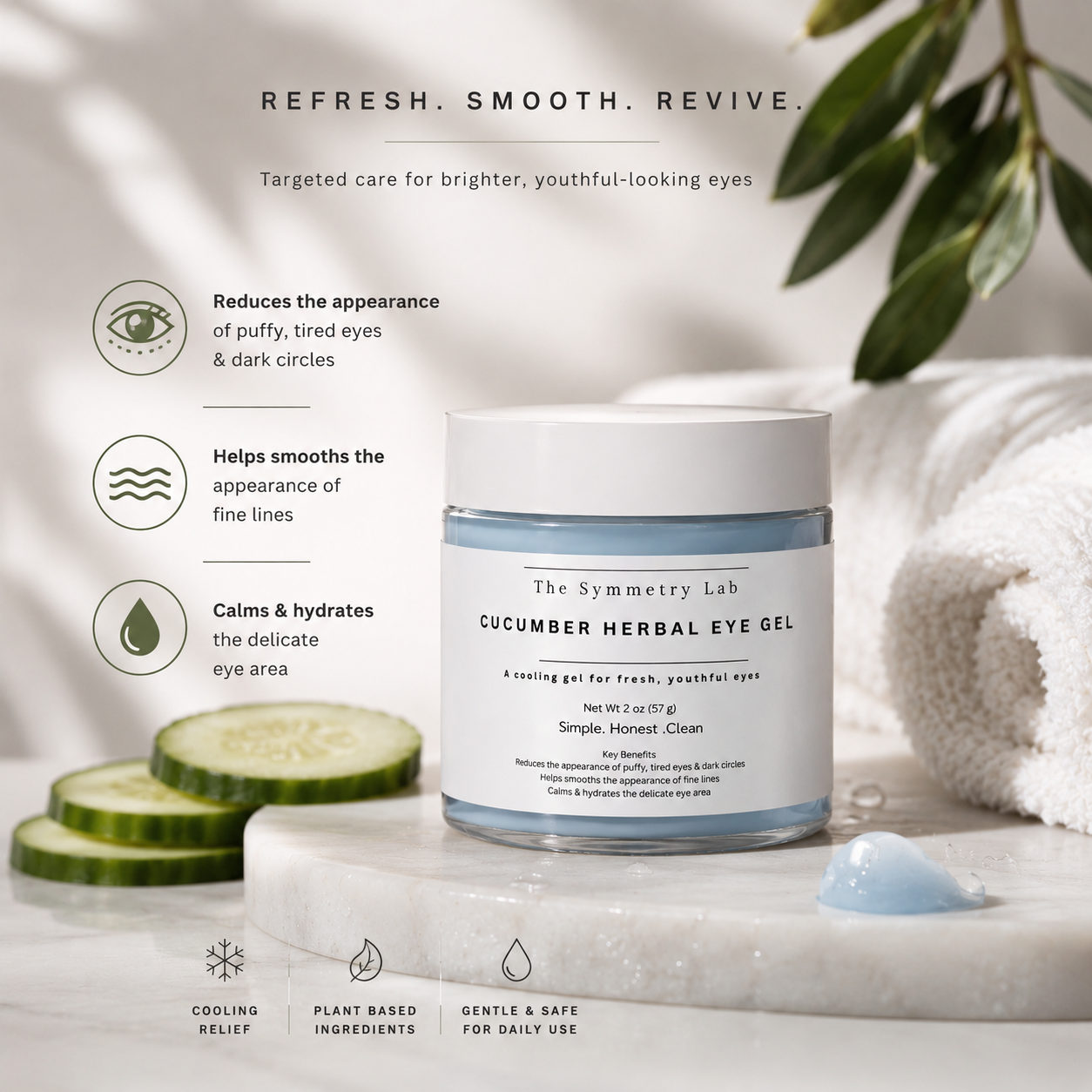 Cucumber Herbal Eye Gel - The Symmetry Lab