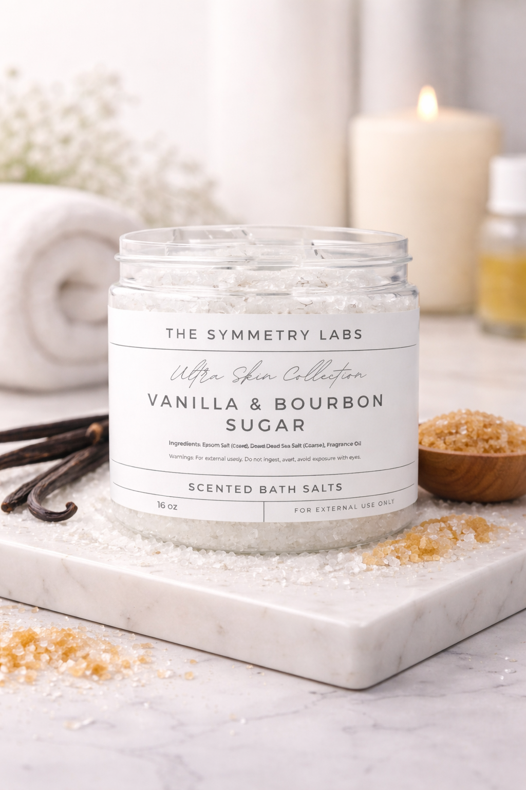Vanilla & Bourbon Sugar Scented Bath Salts — Ultra Skin Collection